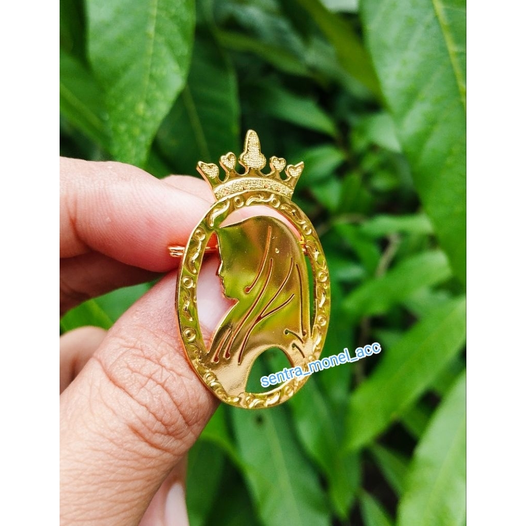 Bros Wanita Muslimah Lapis emas Asli anti karat / peniti hijab