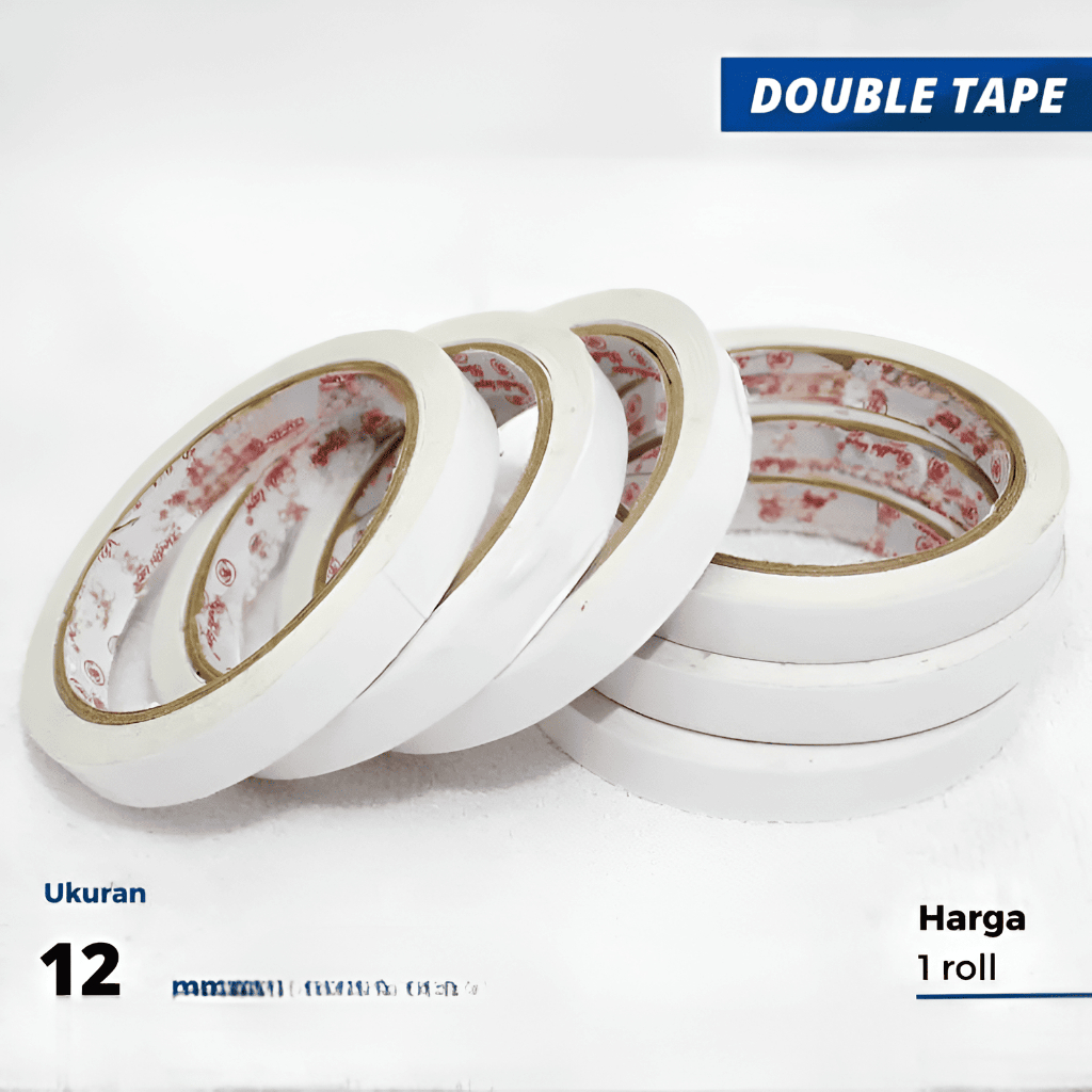 

Double Tape 12mm x 9m | Satuan | Perekat Dua Sisi Praktis untuk Kertas & Plastik
