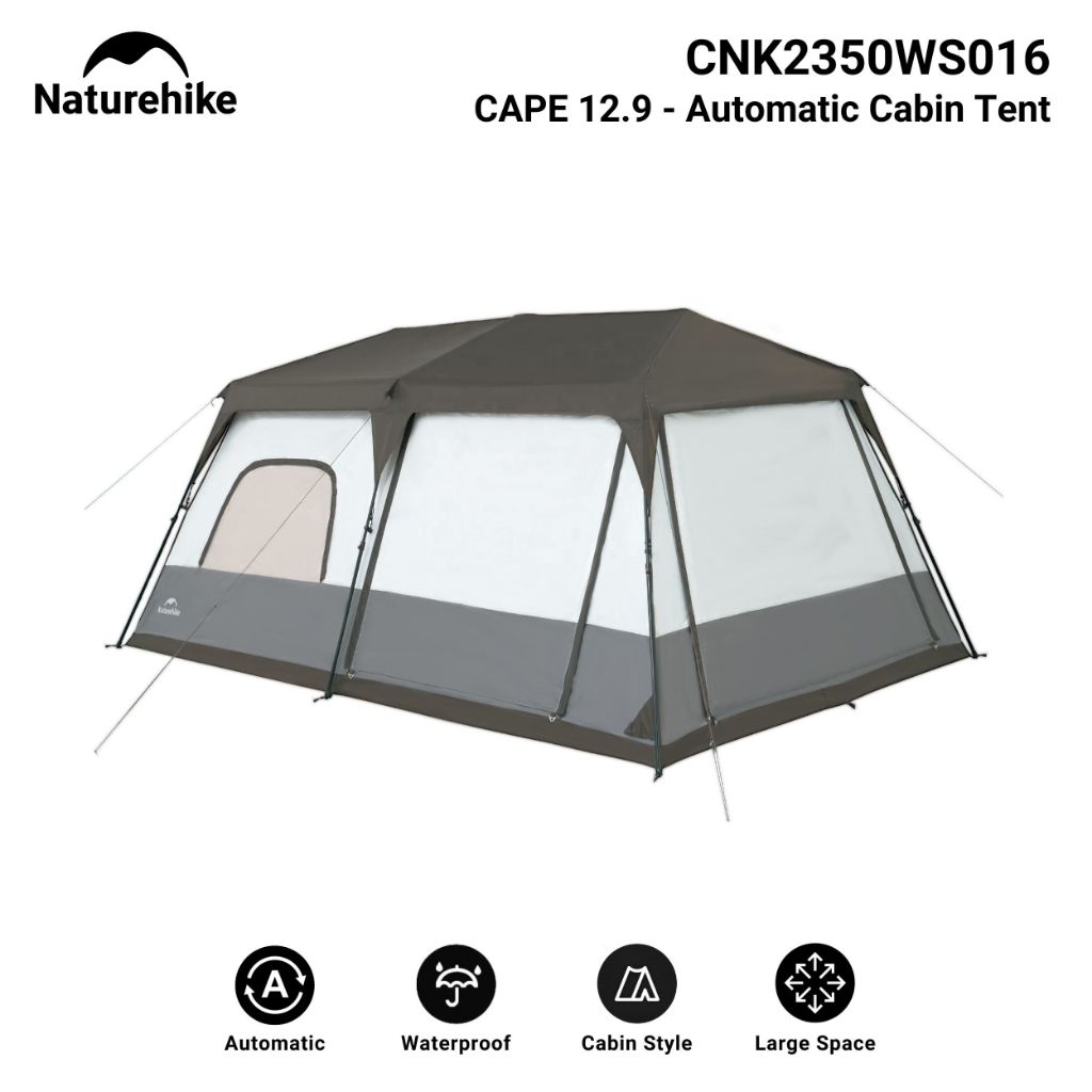 TENDA NATUREHIKE CAPE 12.9 6-8 PEOPLE CNK2350WS016 TWO BEDROOM FAMILY TENT AUTOMATIC WATERPROOF LARG
