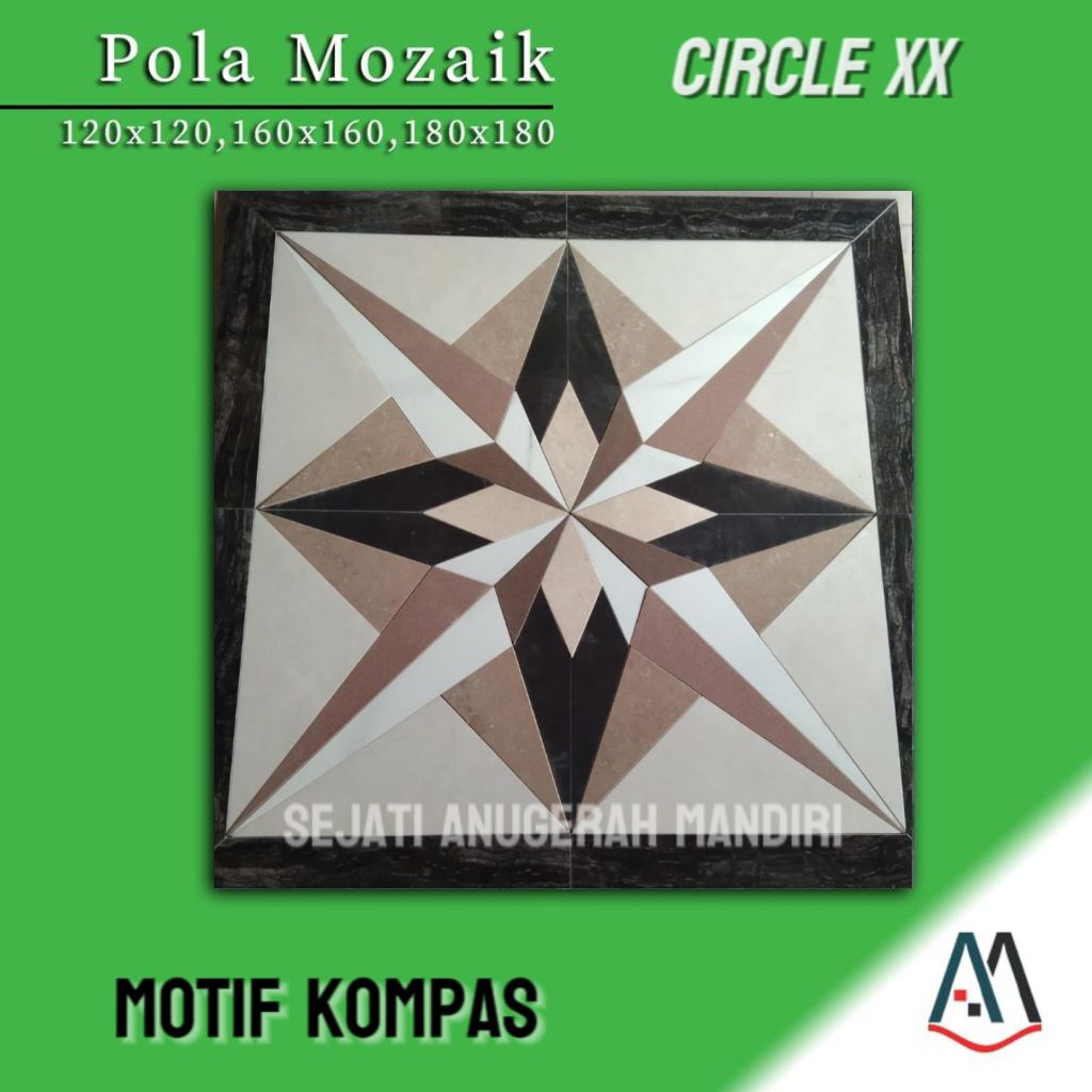 granit pola mozaik motif bintang ukuran 120x120 - circle XX