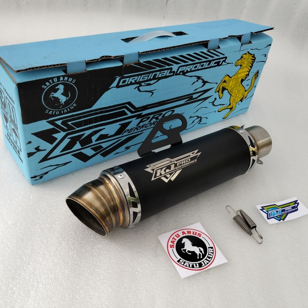 Kj Pro Original Tabung Silincer Knalpot Racing Inlet 50mm Ngebas GAHAR untuk Semua Jenis Motor Matic