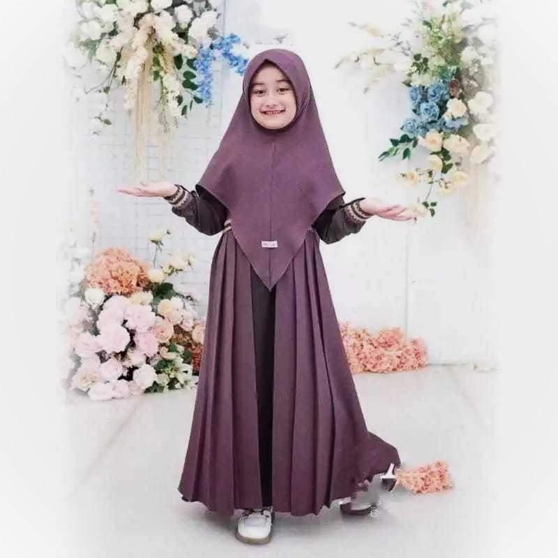 SYAKILLA DRESS OVERALL SET INNER / CARDI PUTIH POLOS 3 VARIASI GAMIS REMAJA TANGGUNG / GAMIS TERBARU
