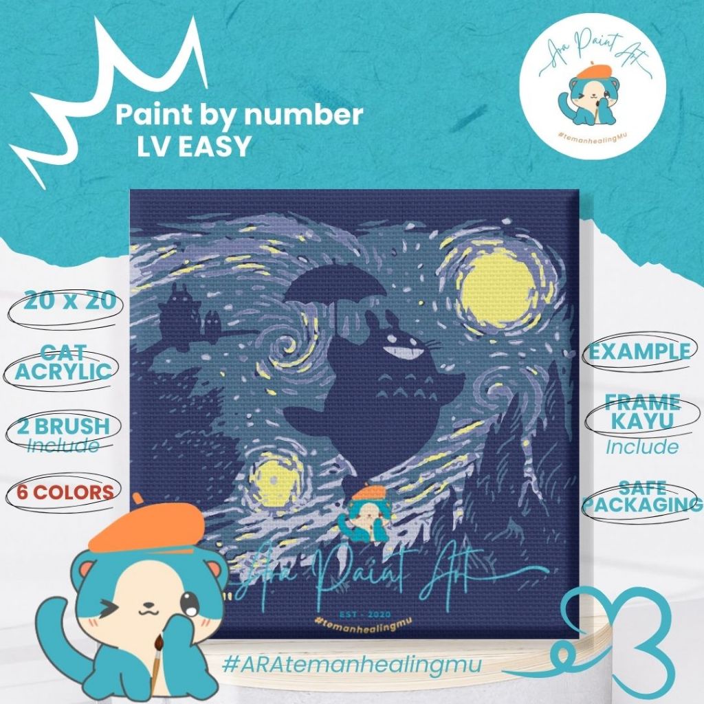 

Ara Paint Art TOTORO SERIES Paint by numbers kit I Painting I Painting by number I Kado Wisuda I Kado unik I Kanvas Lukis