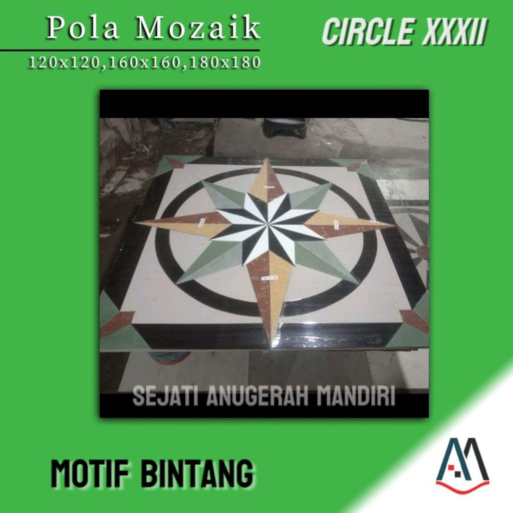 granit pola mozaik motif bintang ukuran 120x120 - circle XXXII