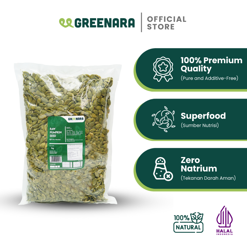 

Greenara Natural Pumpkin Seed 1Kg (Raw / Mentah)