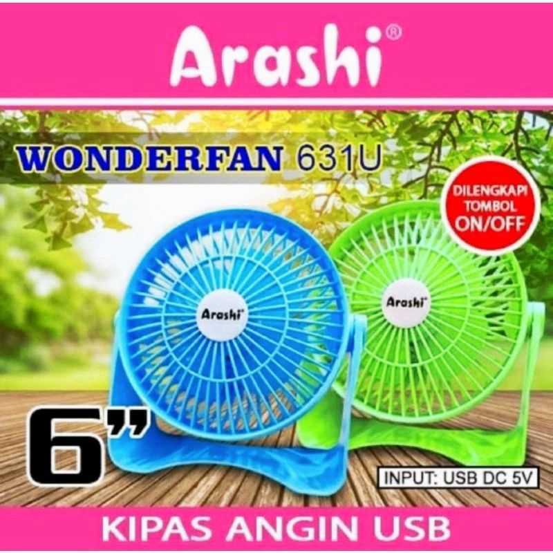 KIPAS ANGIN USB KIPAS MEJA PORTABLE ARASHI 631U