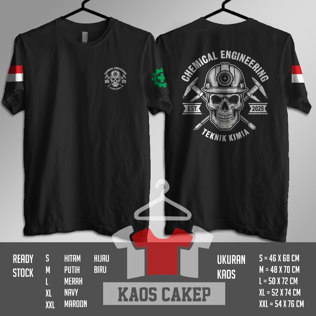 Kaos ENGINEERING Teknik Kimia Chemical Engineering Skull Est 2025 Baju Distro