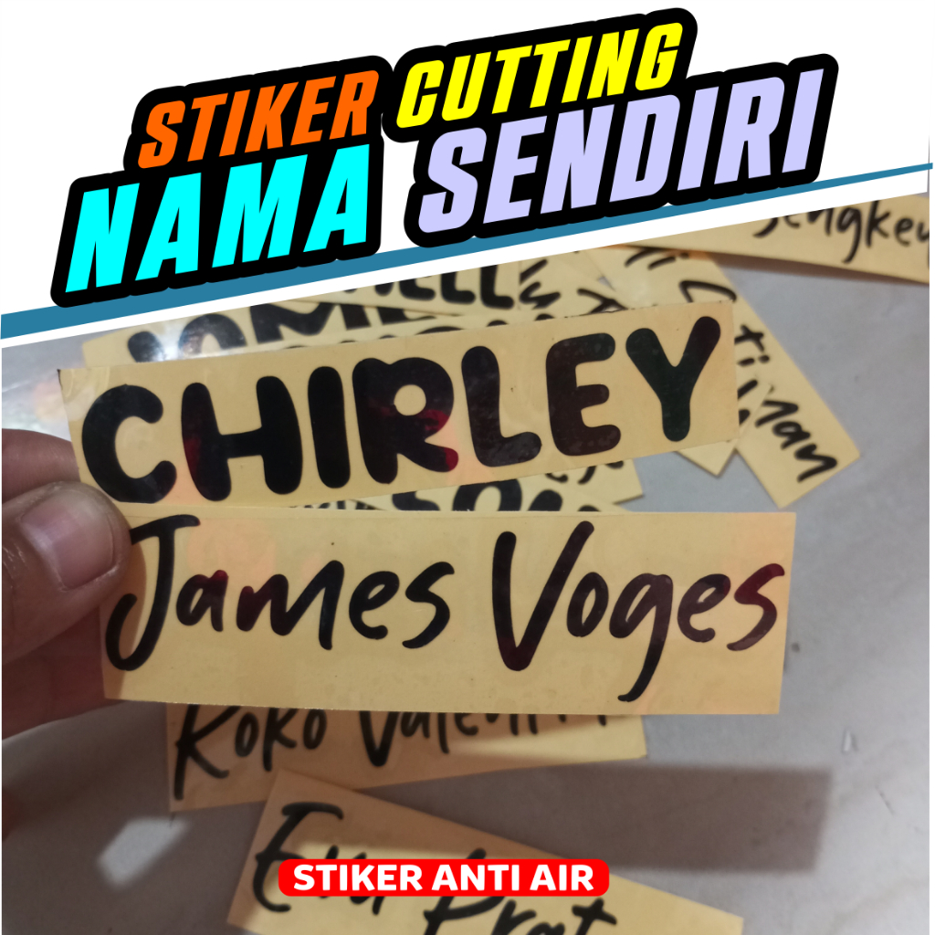 

Stiker custom nama sendiri, stiker waterproop timbul