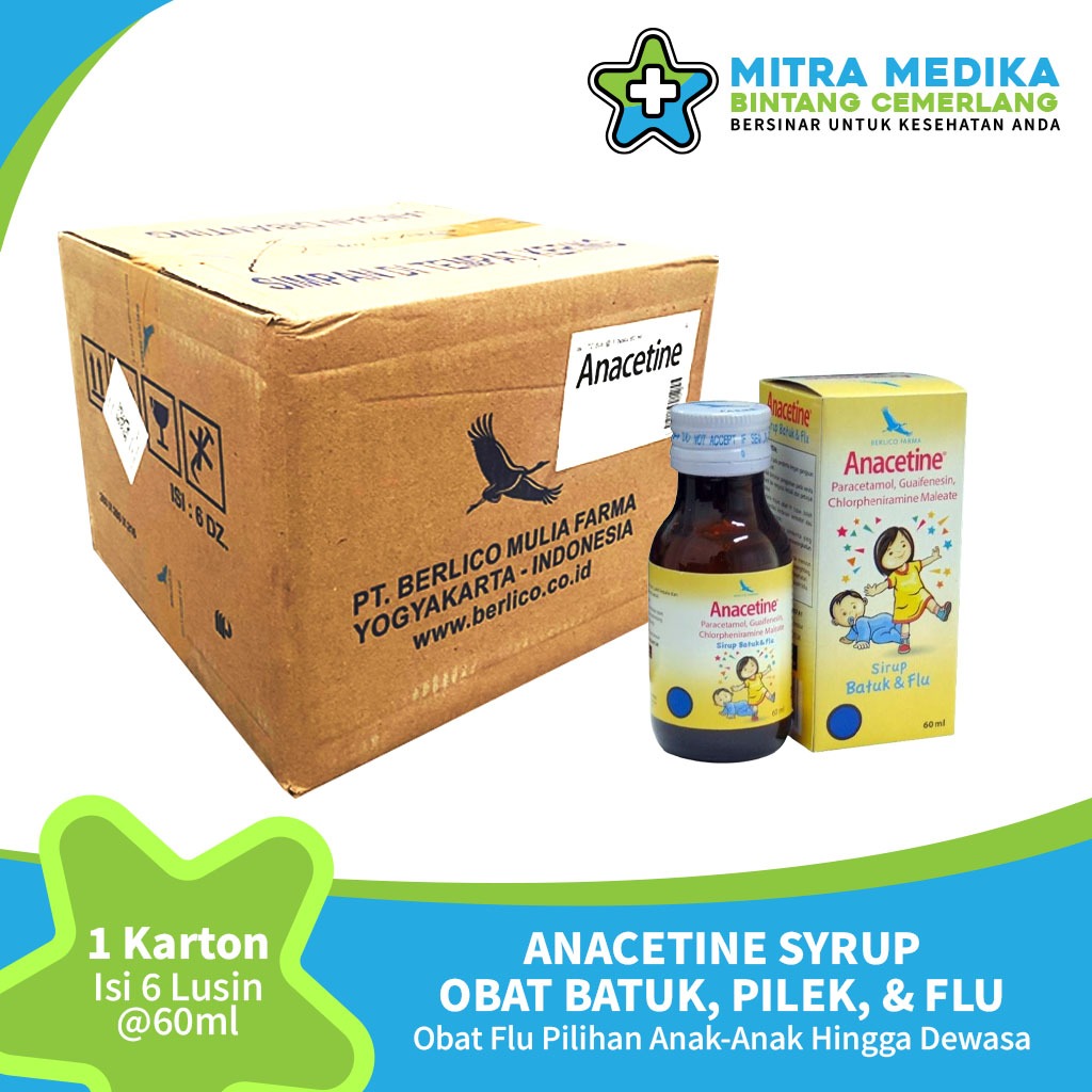 ANACETINE SYRUP OBAT BATUK & FLU ( 1 KARTON@6 LUSIN)