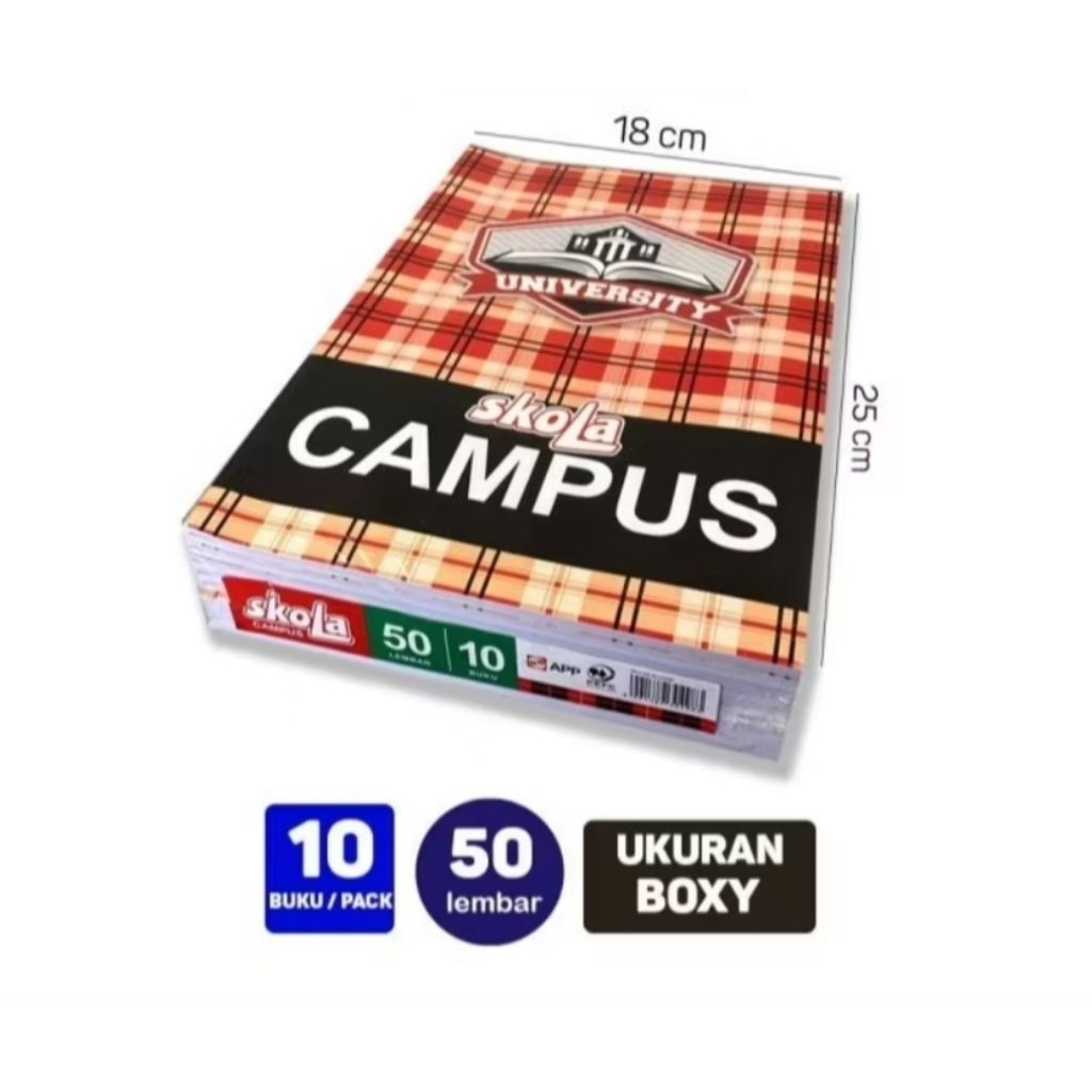 

1 Pak (10 Buku) Buku Tulis Skola Campus isi 50 Lembar by SIDU