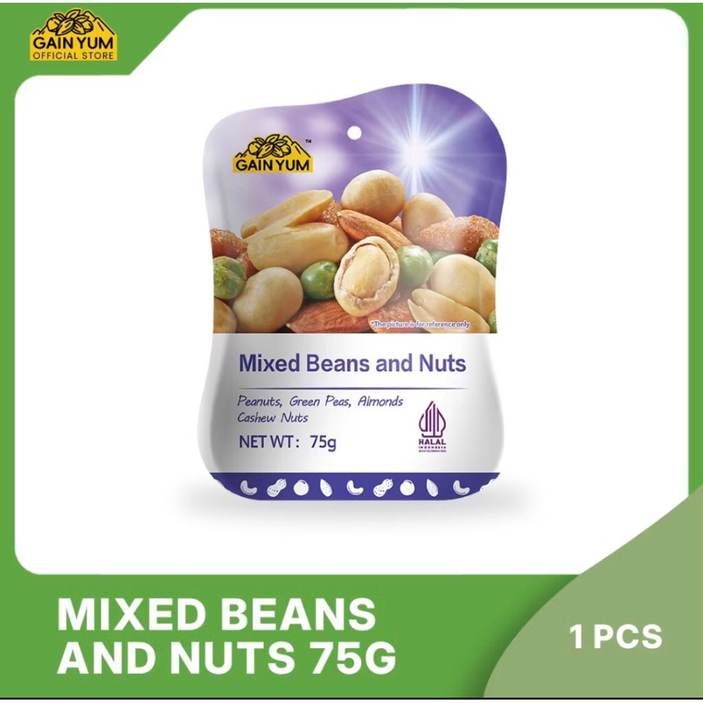 

GAIN YUM Kacang Campur Mixed Beans and Nuts 75gr