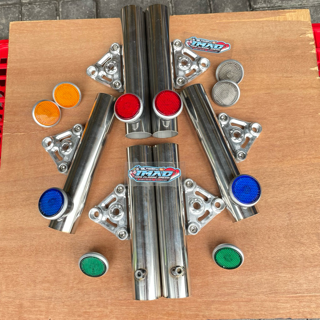 KUPINGAN K5 PIPA STAINLESS CNC KUPINGAN LAMPU MODEL K5 CNC MATA KUCING AS 33 BAUT STENLIS SET KARET 