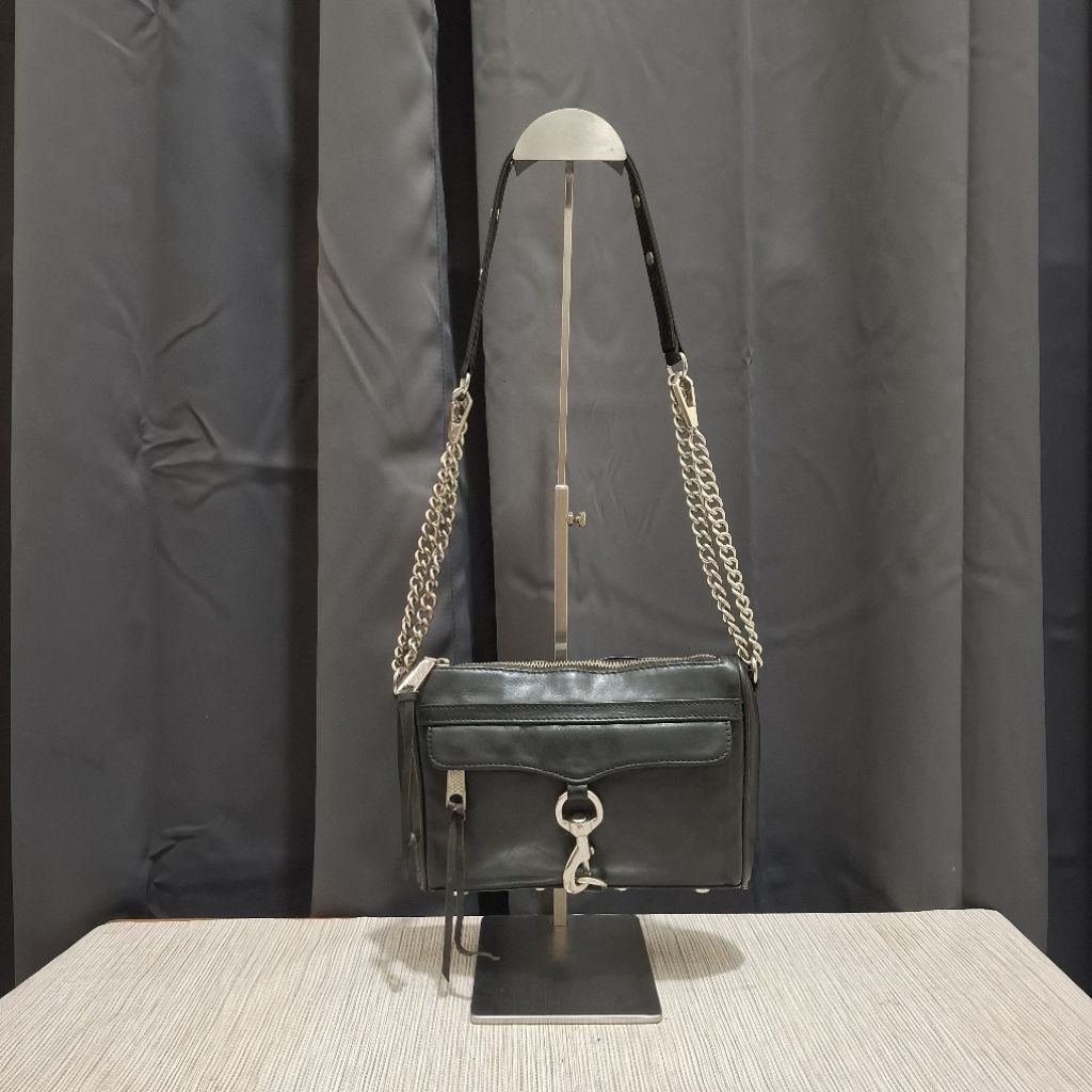 Rebecca Minkoff Slingbag Rantai Kulit Asli in Black