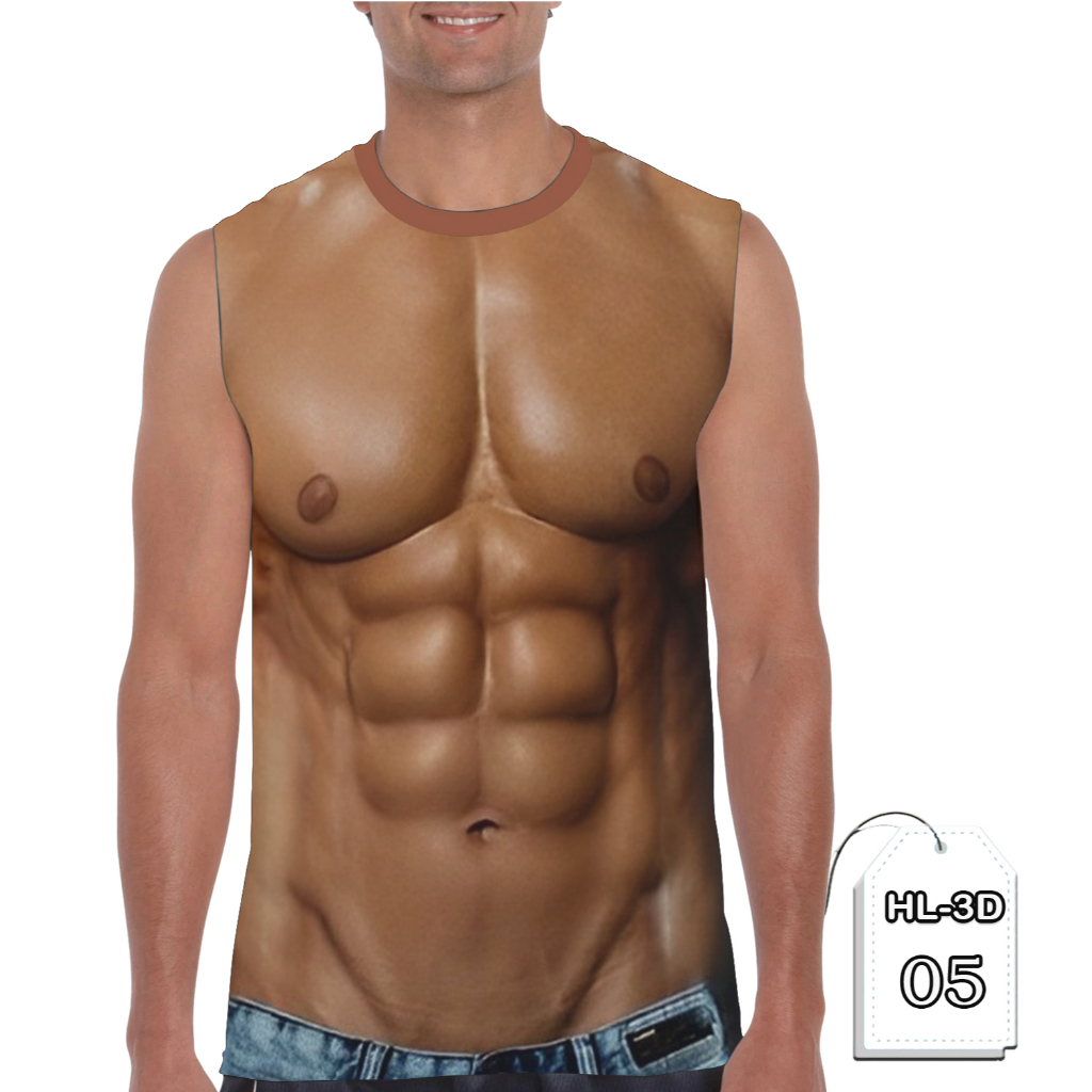 KAOS SLEEVELESS SIXPACK FULL PRINTING KAOS T-SHIRT DEWASA 3D Premium KAOS KEREN / Baju Sixpack