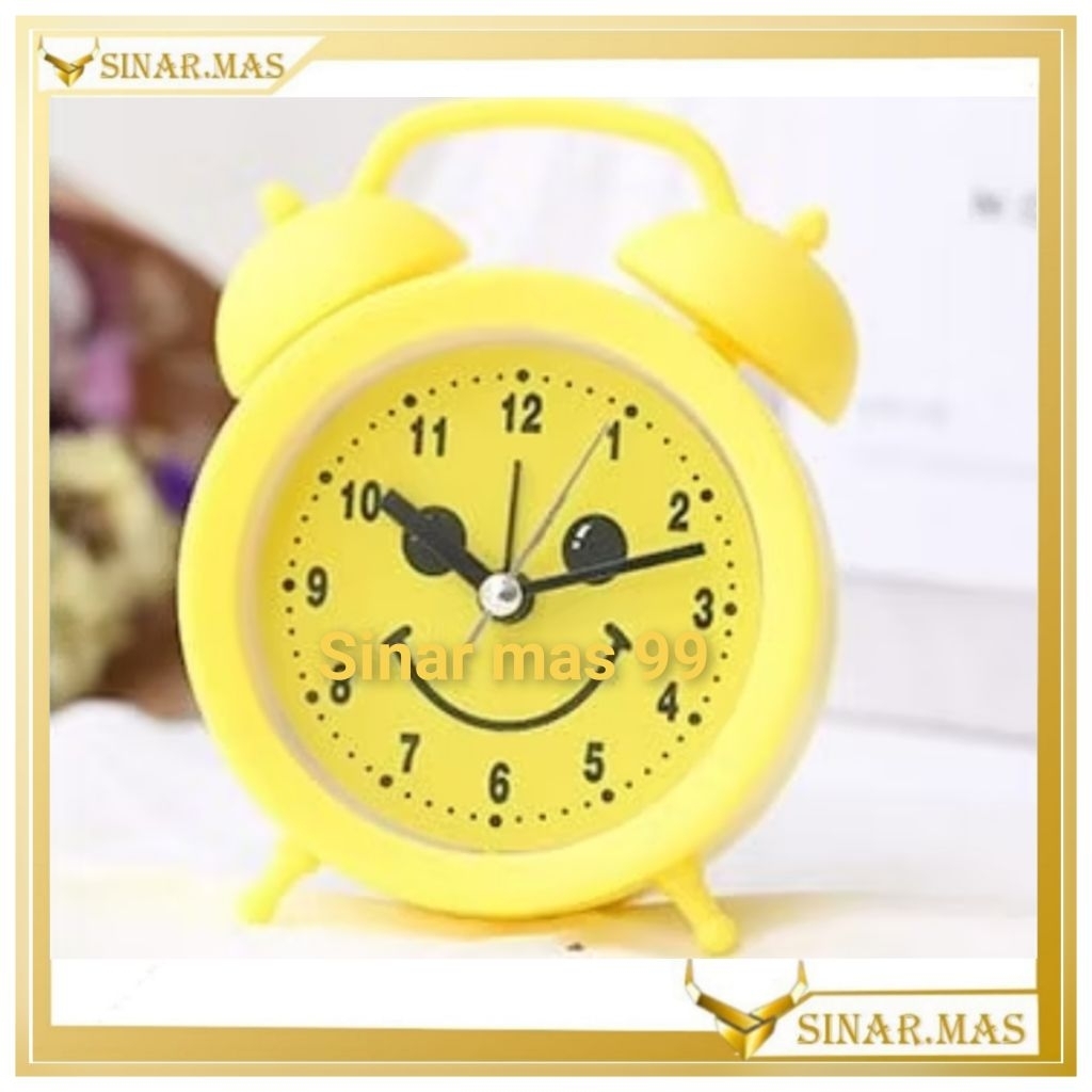 jam weker jam meja jam alarm yellow smile 8889