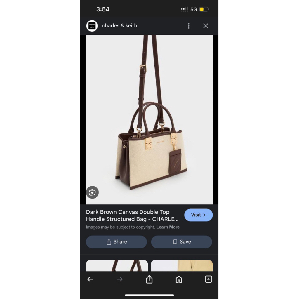 Cameron Canvas Double Top Handle Bag - Charles and Keith