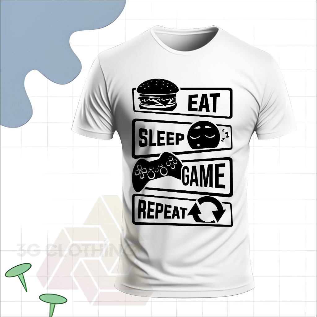 Kaos T-Shirt Eat Sleep Game Repeat Playstation Dewasa Original Combed 24S