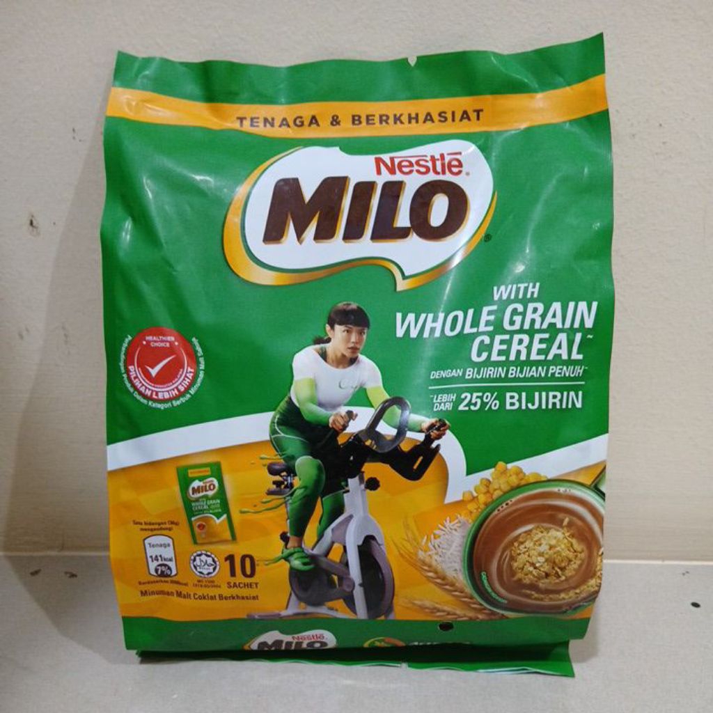 

MILO WITH WHOLE GRAIN CEREAL (LEBIH DARI 25% BIJIAN) 10 SACHET IMPOR EXP 31/10/25