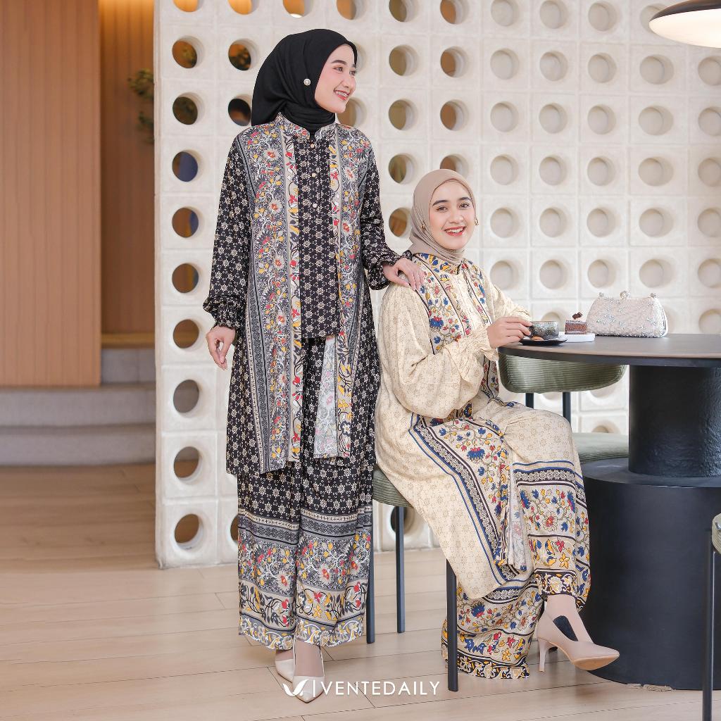 vente daily setelan wanita kekinian titian set motif etnik mat rayon