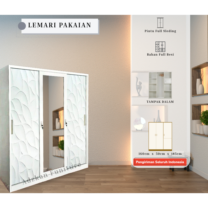 [READYYY] LEMARI FULL BESI 3 PINTU JUMBO SLEDING