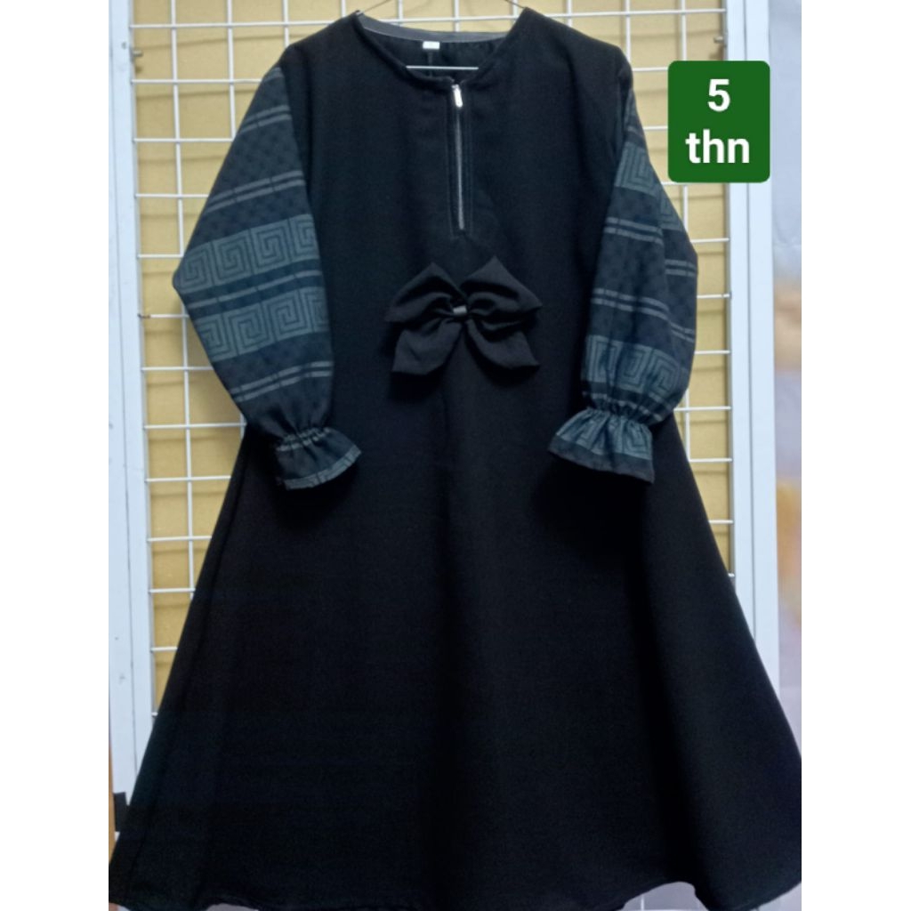 ABAYA ANAK PEREMPUAN 5 TAHUN / GAMIS HITAM JETBLACK TEMBORO