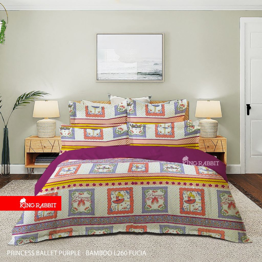 King Rabbit BedCover / Selimut Motif Princess Ballet Purple