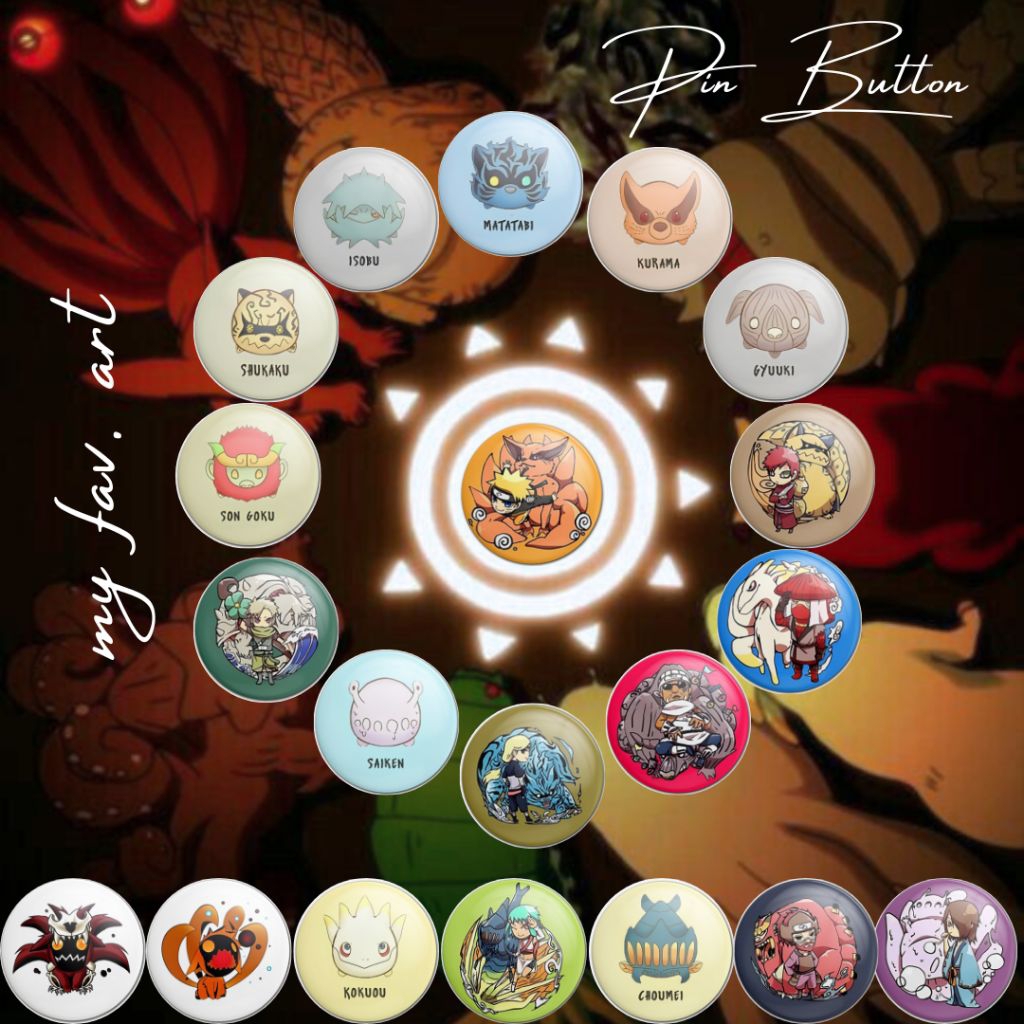 Pin Button ANIME NARUTO JINCHURIKI CHIBI Pin Plastik Bros Aksesoris