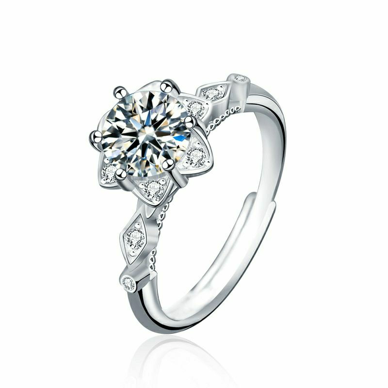 Cincin Wanita Adjustable Moissanite Silver S925 XLC01 True Love Grade D GRA