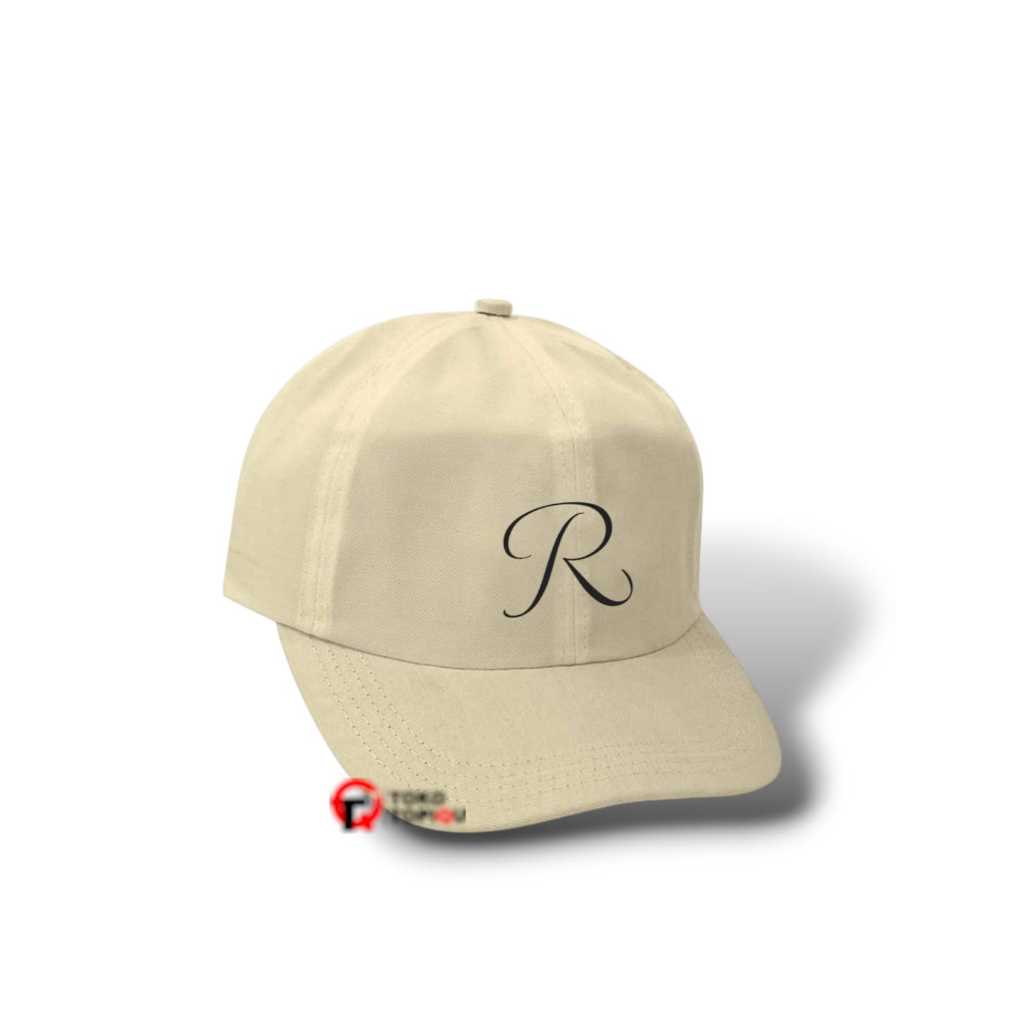 Topi Baseball Putih Inisial Kaligrafi Abjad Huruf Teks Alphabet A B C D E F G H I J K L M N O P Q R 