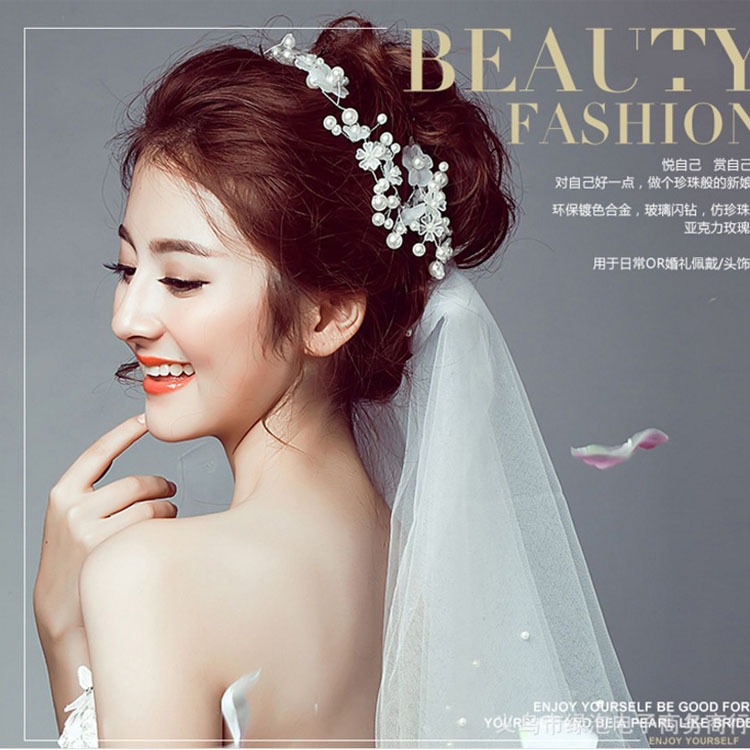 Headpiece Hiasan Rambut Hiasan Hijab Mutiara Bunga