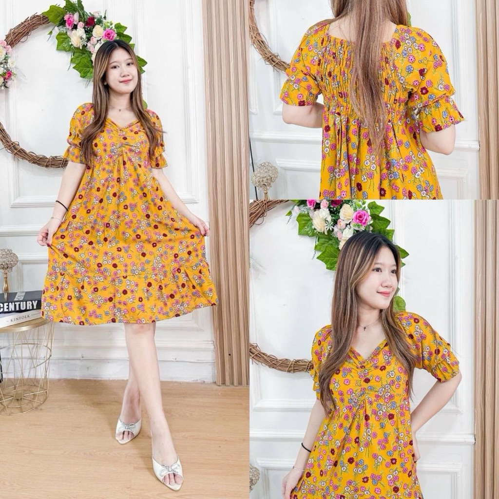 DASTER FLORIN // Dress Florin // Daster Kerut Dada // Daster Bali Pendek // Daster Rayon // Daster V