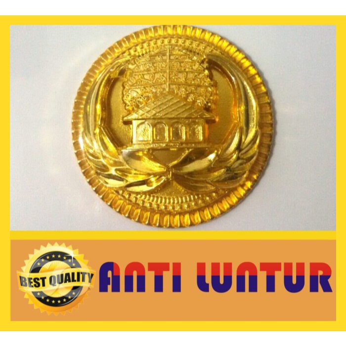 Pin Korpri Timbul Warna Emas Anti Luntur dengan Pengait Magnet dan Peniti Kuningan Ukuran 3.8 cm