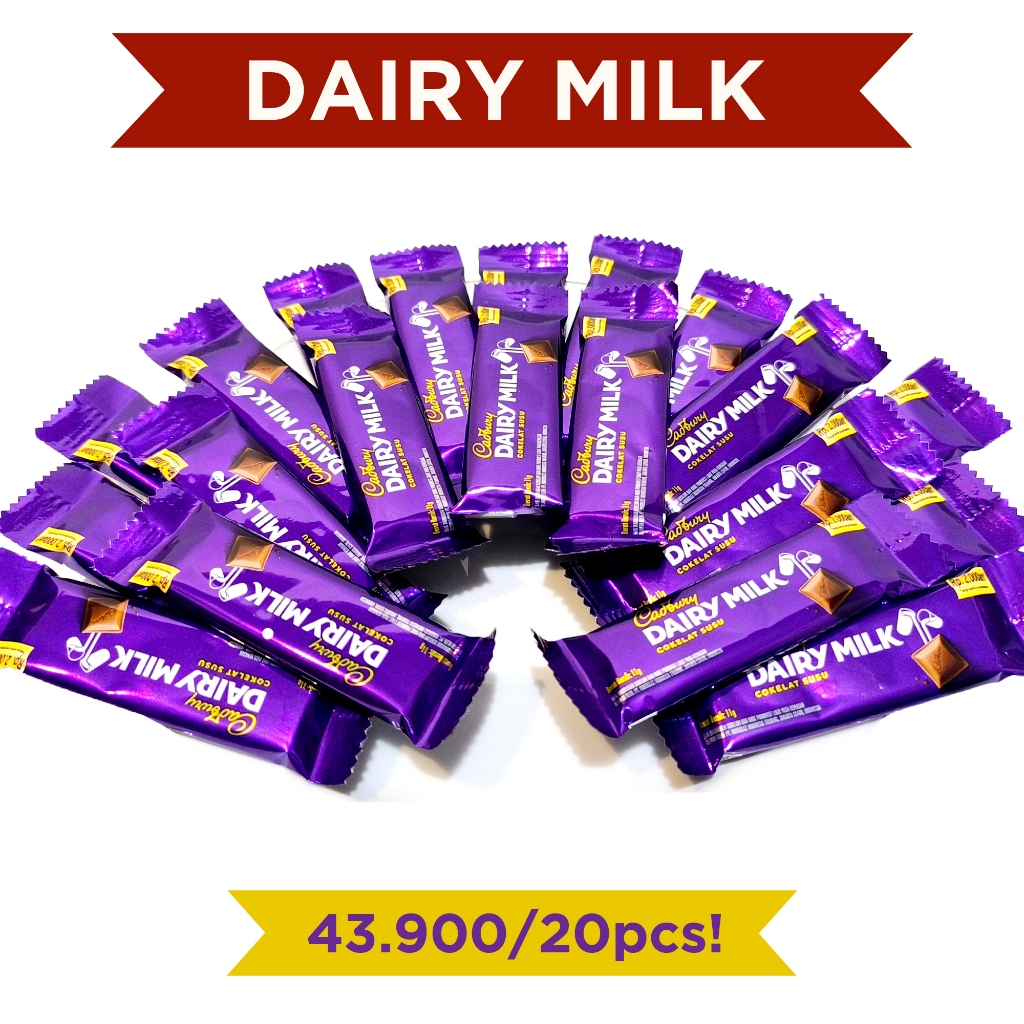 

CADBURY DAIRY MILK 11 GRAM ( ISI 20 PCS) COKLAT KEKINIAN PROMO!!!
