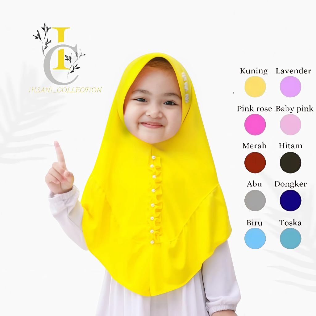 Kerudung Anak TK Dasi Mutiara | Jilbab Anak SD | Hijab Bergo Anak Lucu