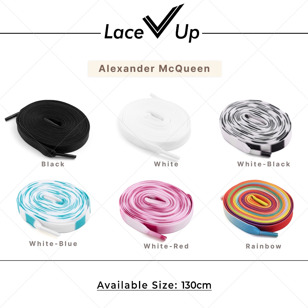 KODE A69R Tali Sepatu Alexander McQueen 12mm Flat Laces  Original Basic Color