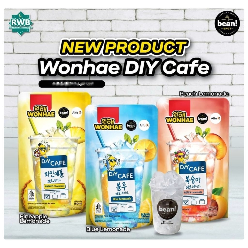 

Wonhae DIY Cafe Minuman Instan Rasa Blue Lemonade / Pineapple Lemonade / Peach Lemonade 170ml