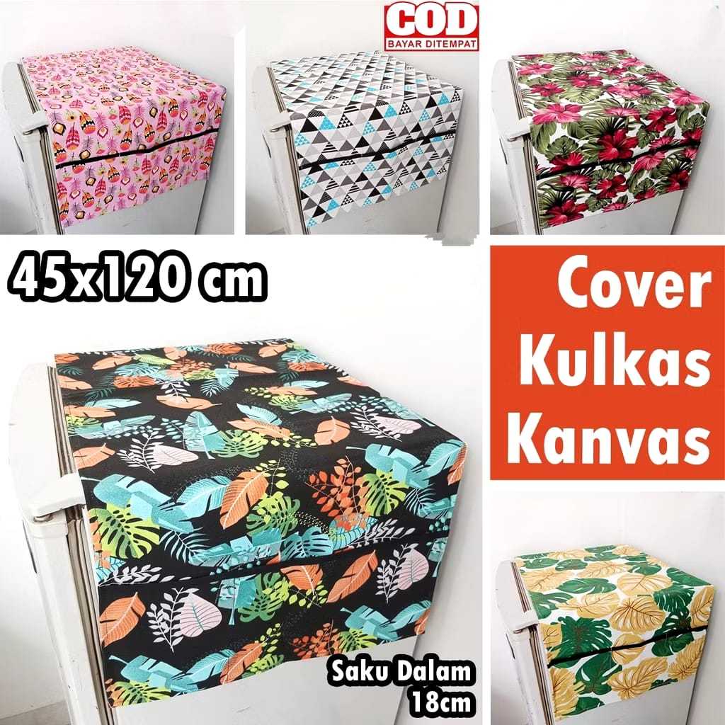 Cover Kulkas Kanvas Sarung Kulkas 1 Pintu 2 Pintu Sedang
