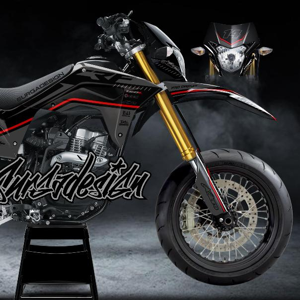 DECAL CRF, DECAL CRF 150 L, DECAL CRF 150 L FULL BODY, DECAL CRF HITAM, STIKER CRF FULL BODY