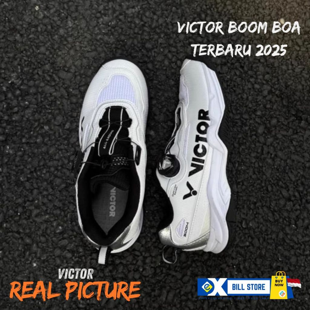[ Exbill ] Sepatu Badminton Anti-Torsi Sonic Boom Boa Button - Teknologi Anti Keseleo & Bantalan ENE
