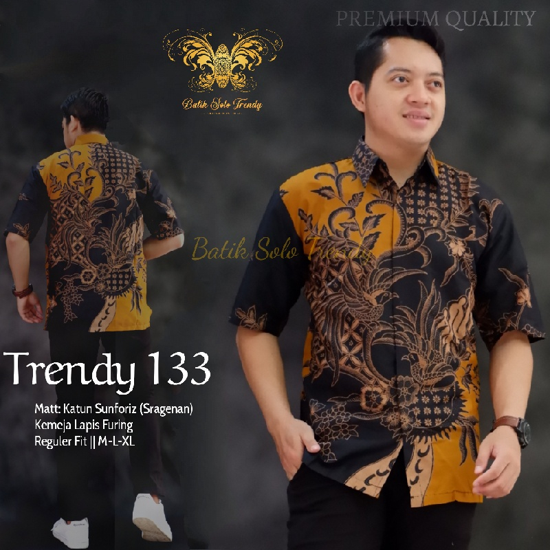 Batik Solo Trendy - Batik Kemeja Lengan Pendek Premium Slimfit - Lapis Furing berbahan Katun