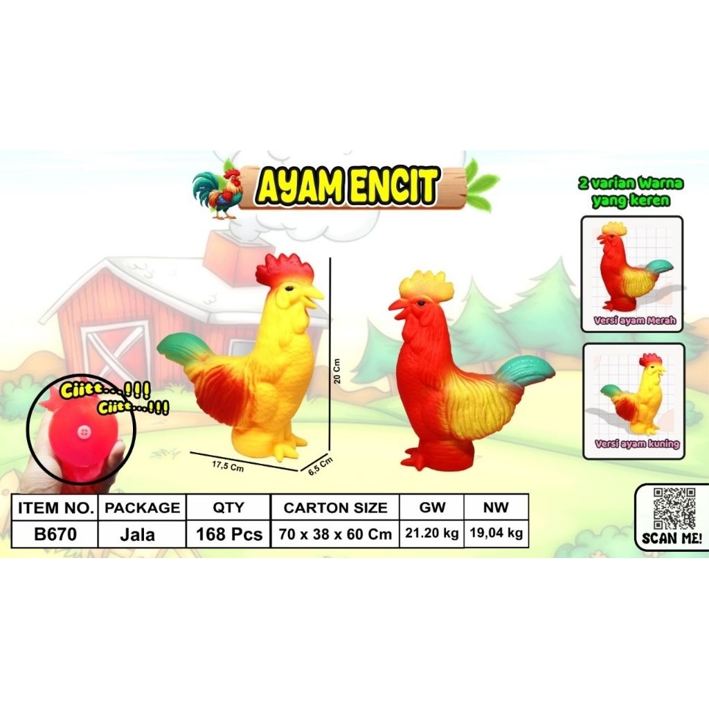 Ayam kok kok mainan anak ayam karet kuat bunyi kokok