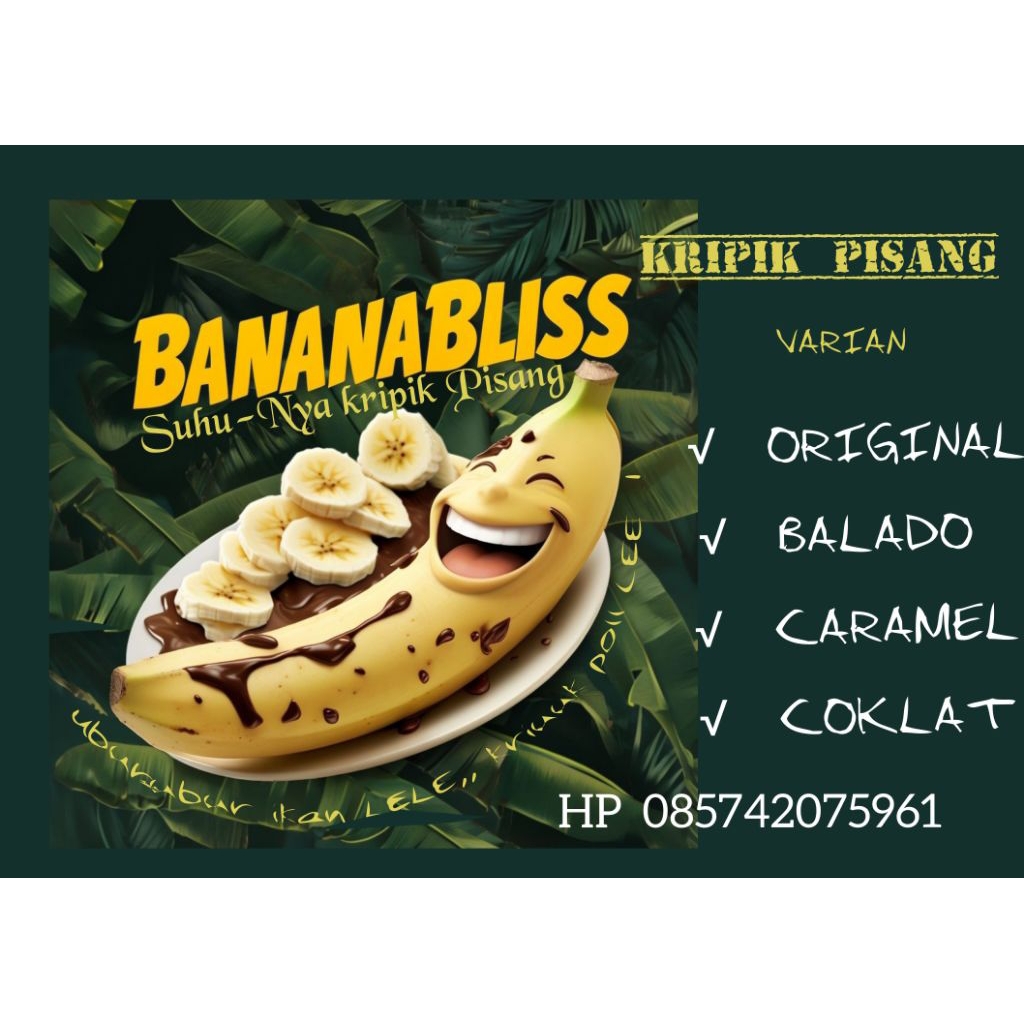 

keripik pisang Bananabliss (Balado,coklat,oryginal,caramel)