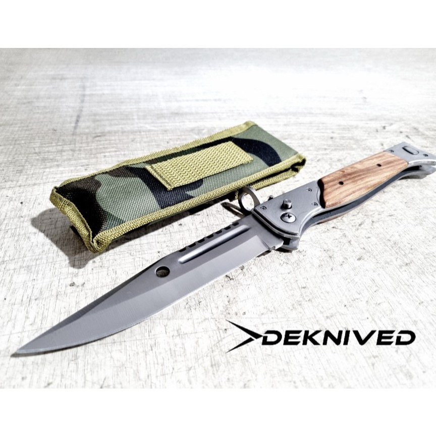 KODE K95E Pisau Survival Lipat Baja Outdoor Besar 14 Inch Automatic Knife  Deknived