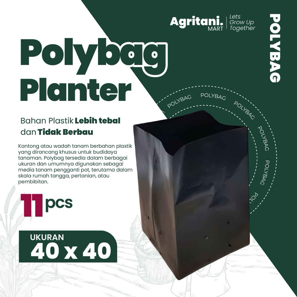 Polybag 40 x 40 cm isi 10 pcs/pack - Plastik Tanaman Hitam / Polibag - Polibeg / Pot Planter Benih