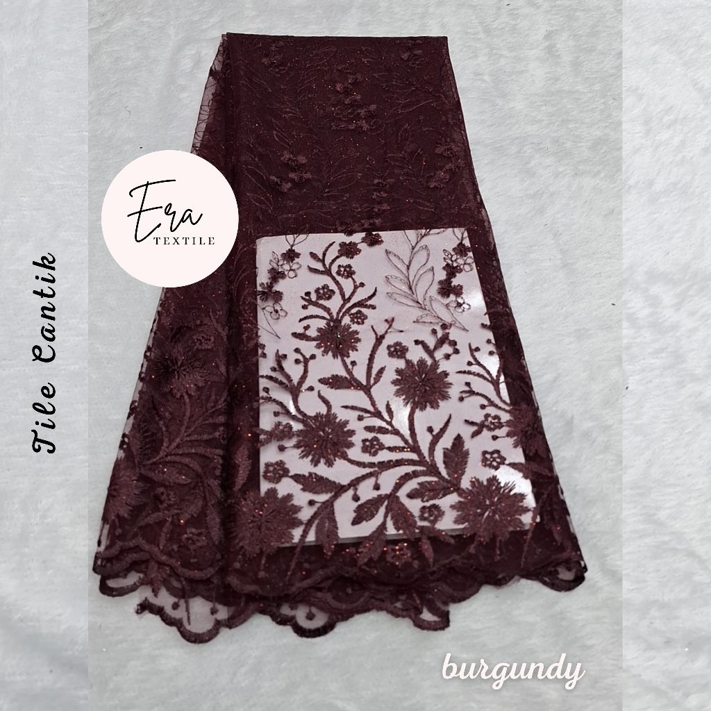 Kain Brokat Tile Mutiara, Bahan Brokat Brukat Kebaya Bridesmaid Wisuda, Kain Tile Akar Mutiara