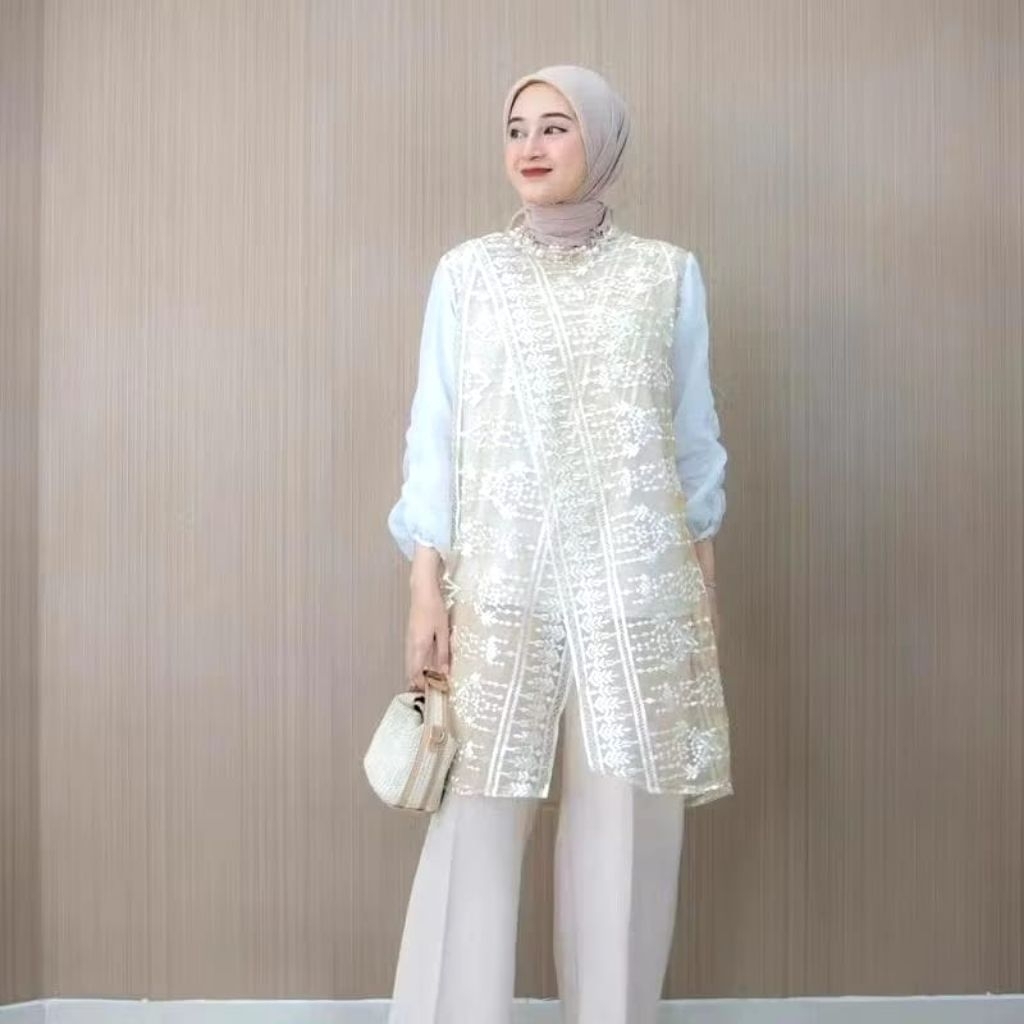 Outer brokat silang mutiata/zize outer atasan wanita