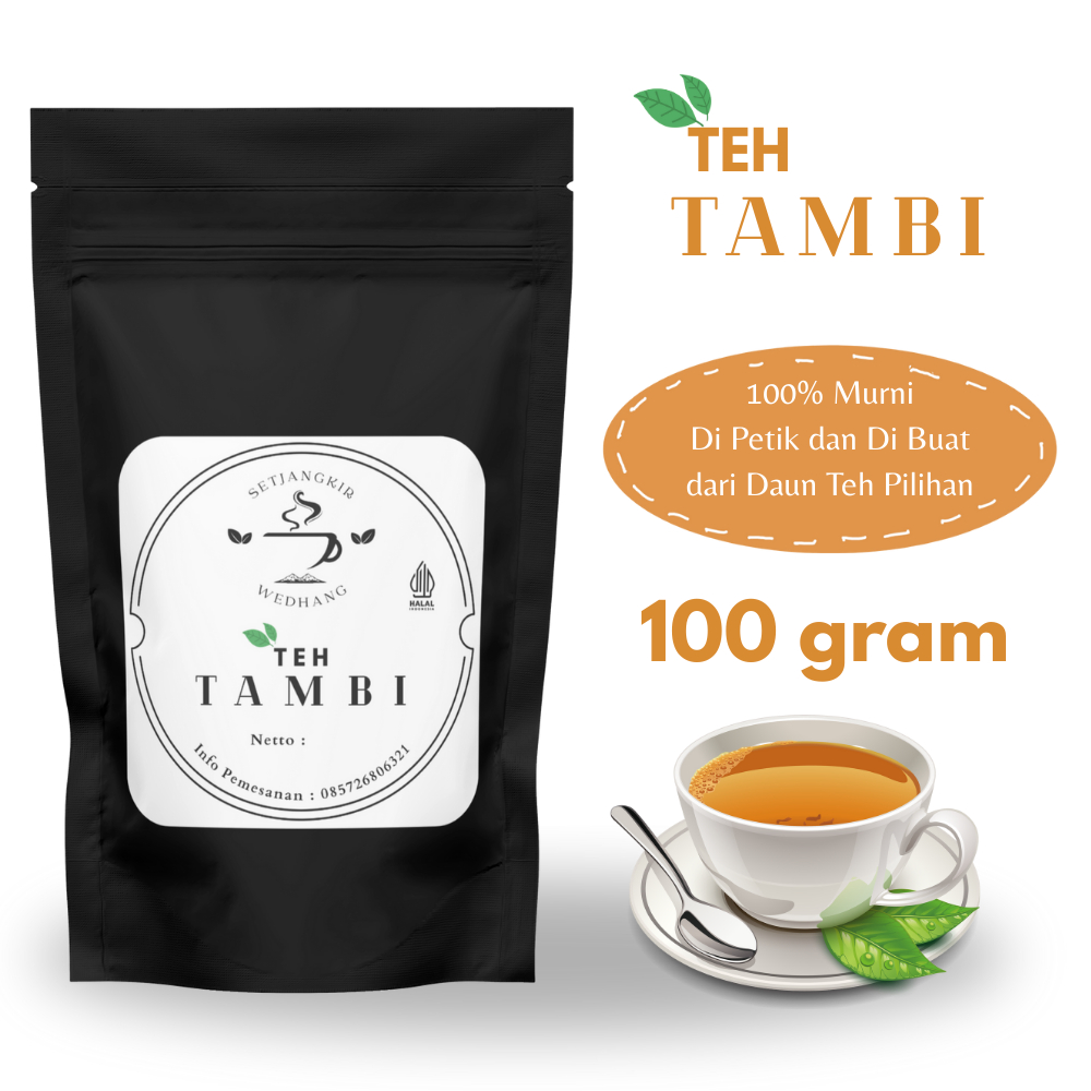 

SETJANGKIR WEDHANG Teh Tambi Murni Teh Hitam Wonosobo 100 gram - Teh Bubuk Halus