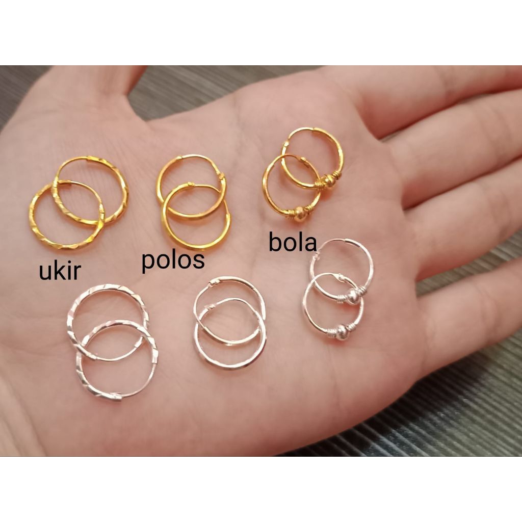 ANTING BULAT ANAK PERAK 925 LAPIS EMAS