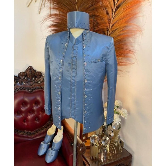 Beskap pengantin denim | Beskap pria pengantin | Beskap pengantin premium