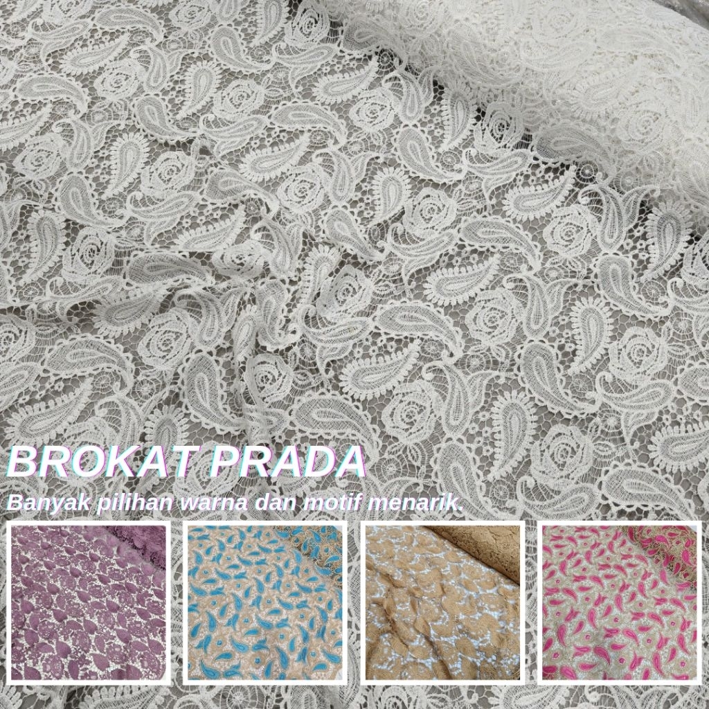 COD kain brokat prada meteran || Harga/50cm | kain brokat prada premium | kain lace chemical prada